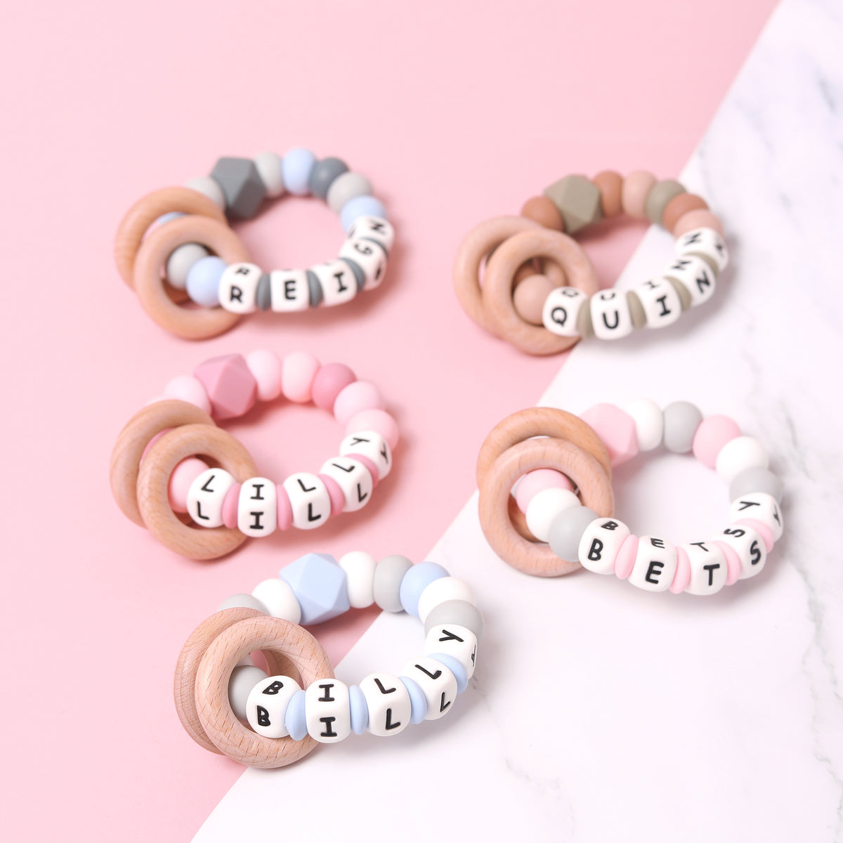 Personalised Colourful Spacer Baby Teether