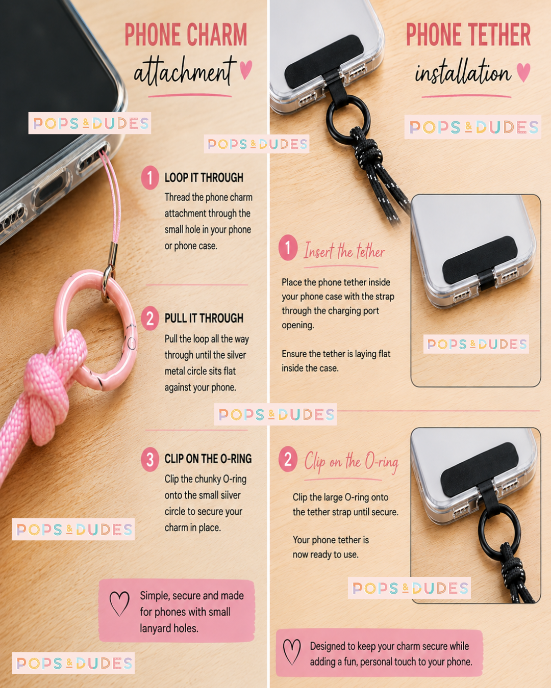 Personalised 3-in-1 Phone Charm, Bag Charm & Keyring