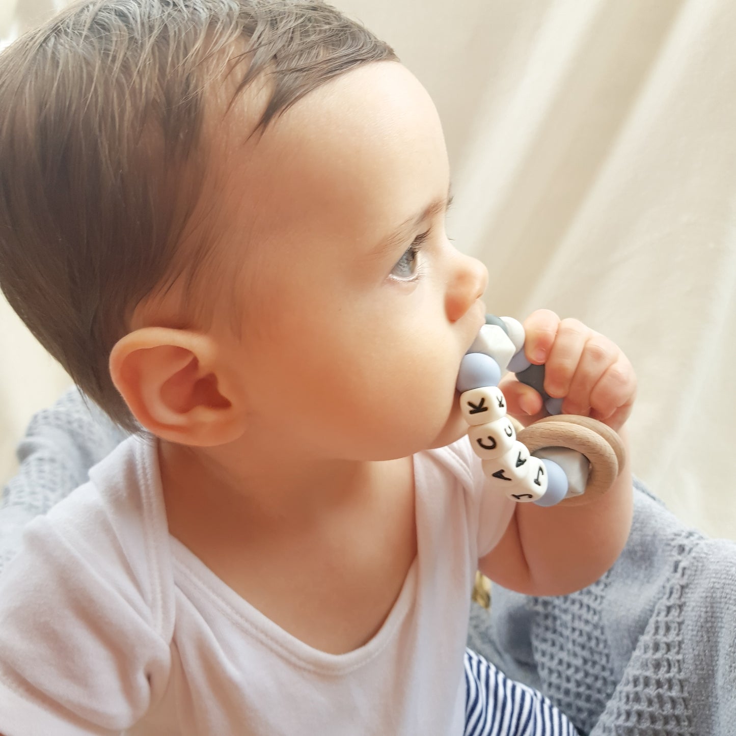 Personalised Silicone & Wood Baby Teether