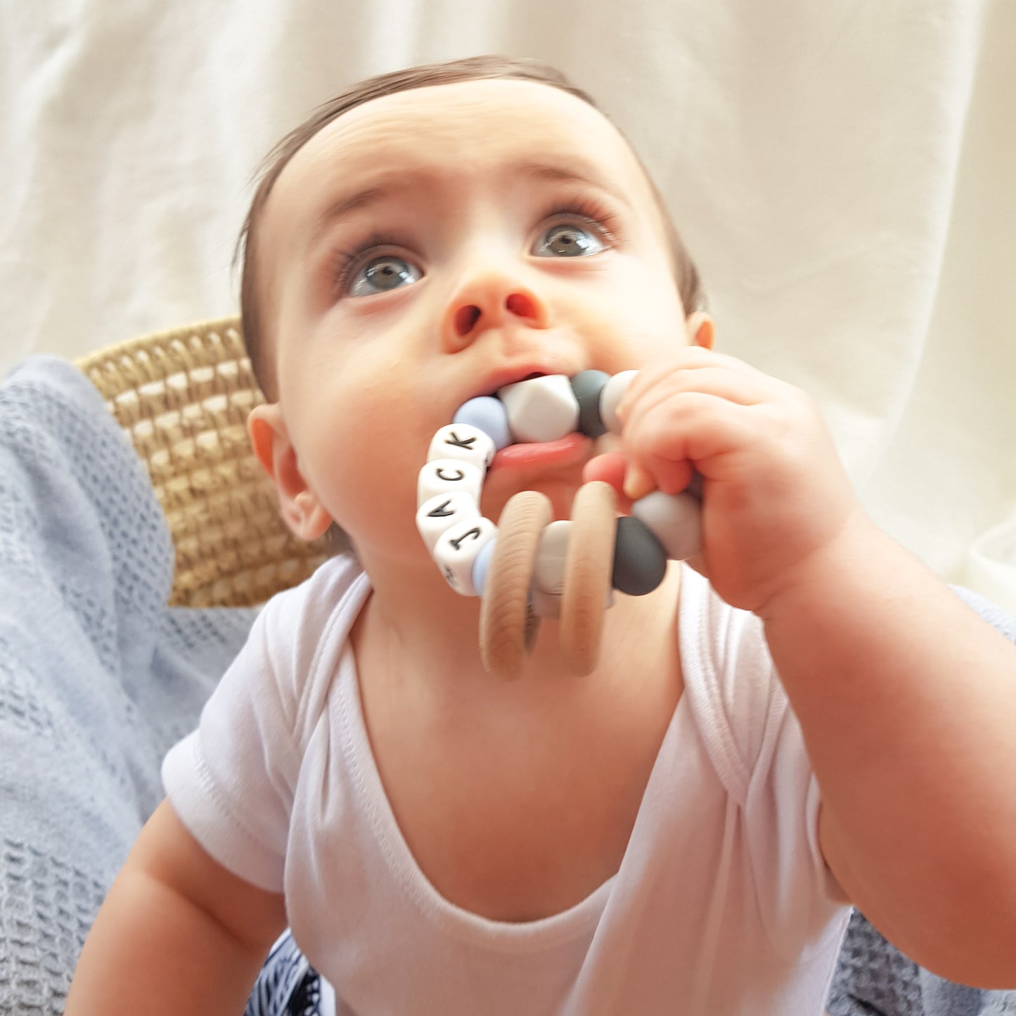 Personalised Silicone & Wood Baby Teether