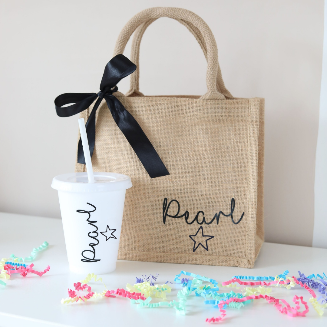 Personalised Jute Tote & Cold Cup Set