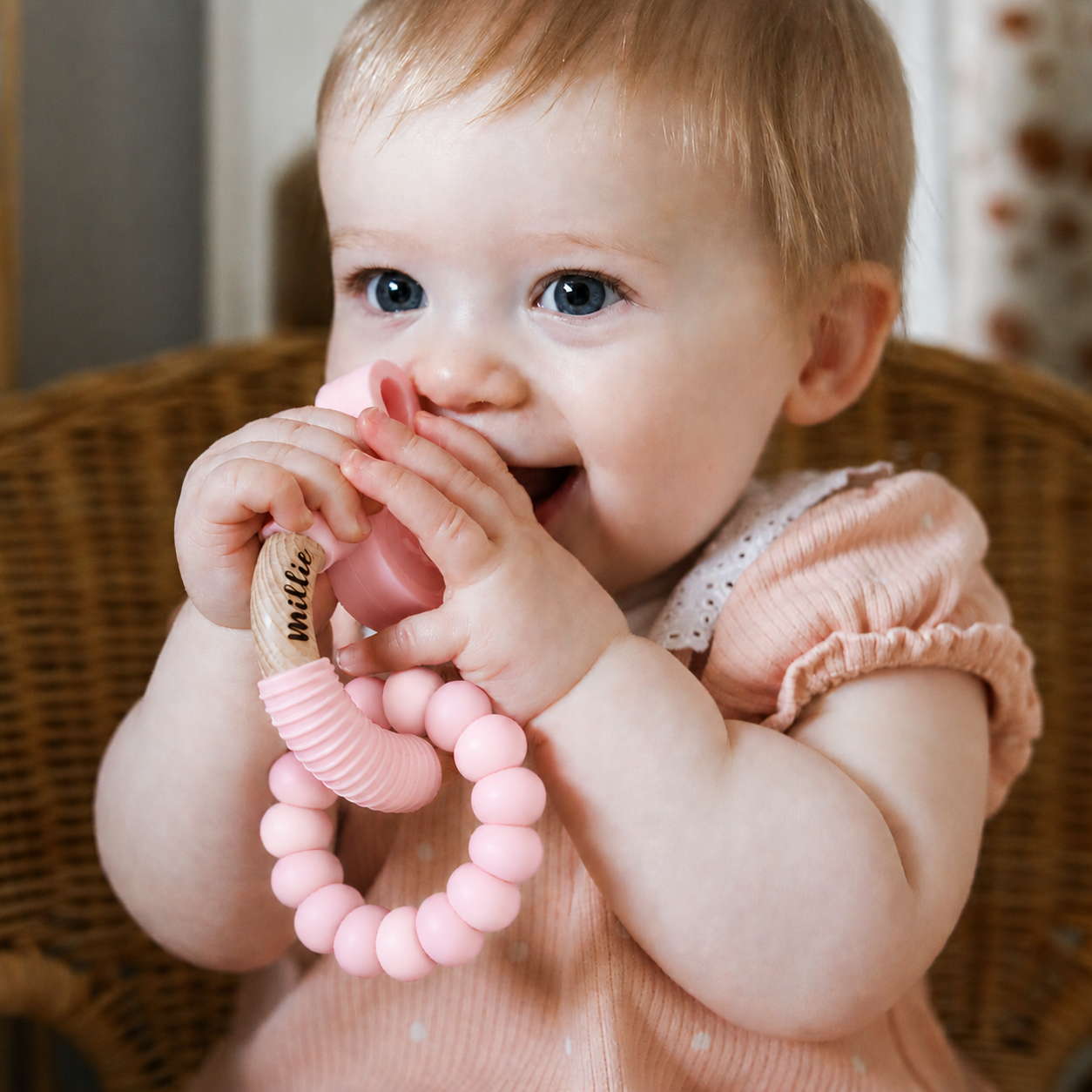 Personalised Engraved Beaded Bunny Teether