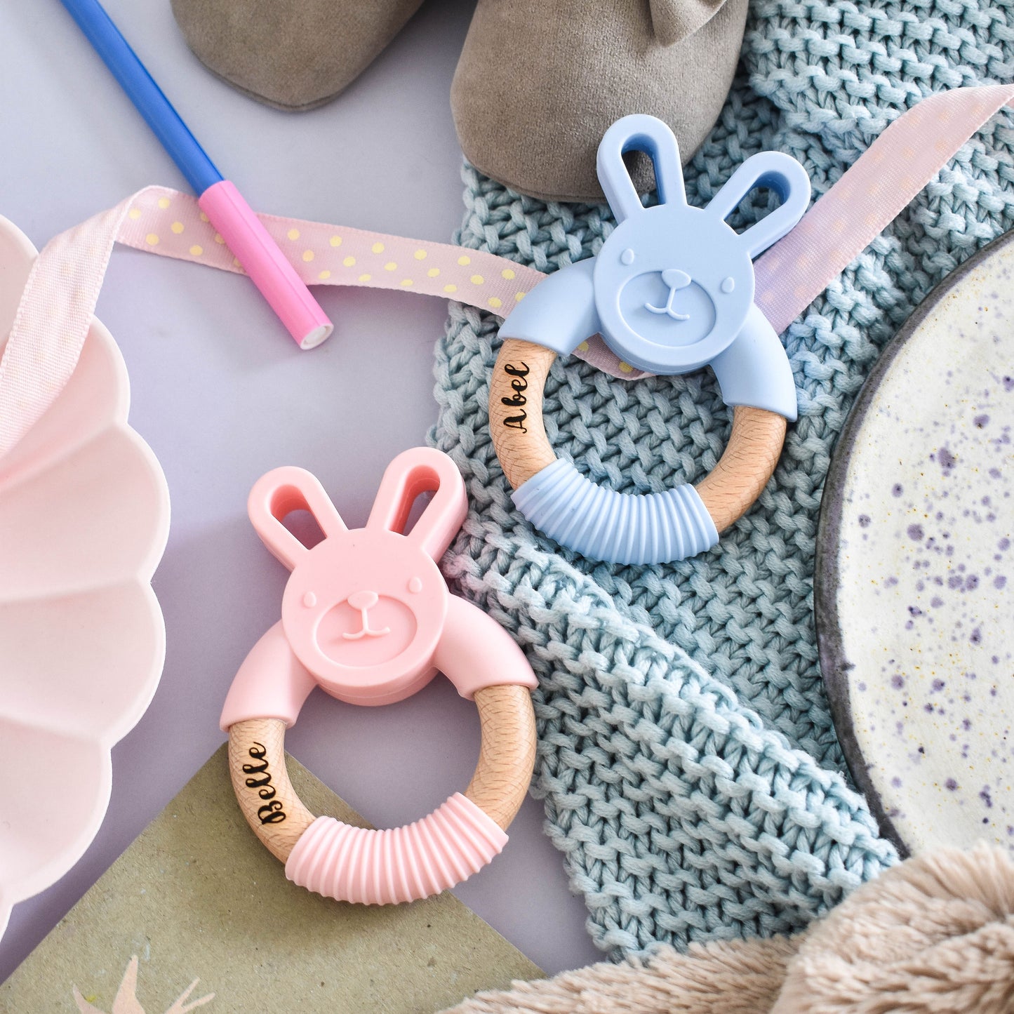 Personalised Engraved Bunny Baby Teether