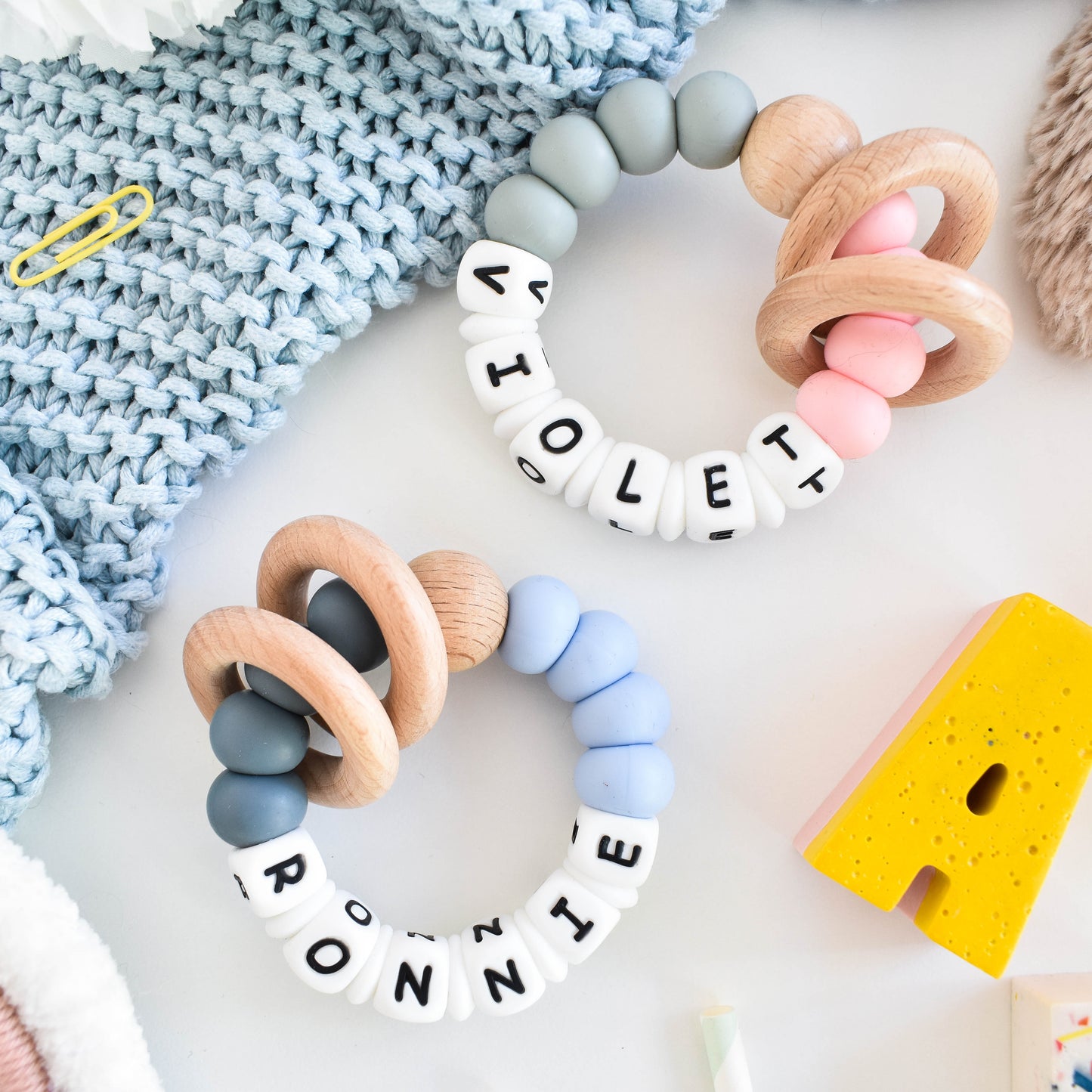 Personalised Two-Tone Baby Teether
