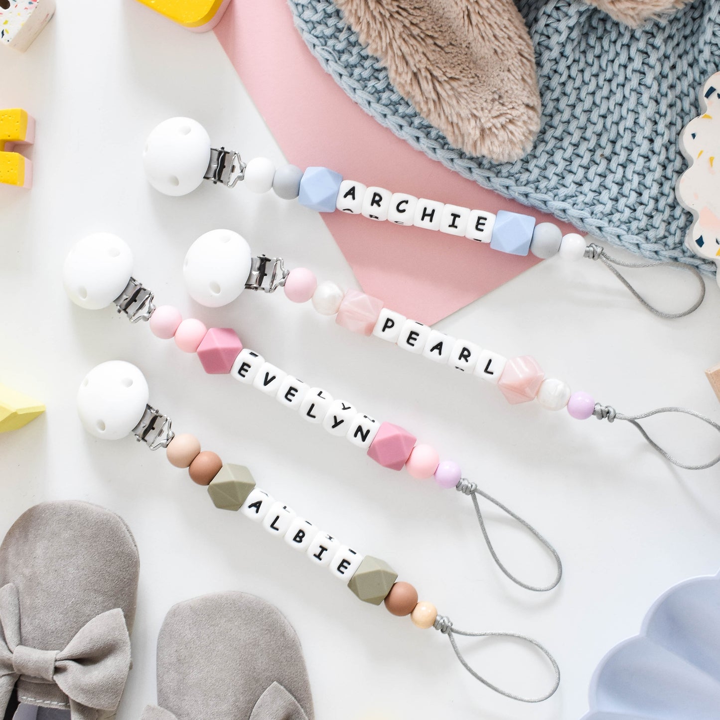 Personalised Hexagon Silicone Dummy Clip