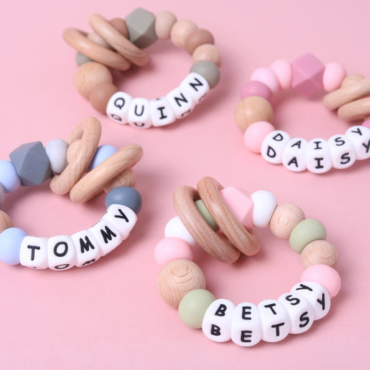 Personalised Silicone & Wood Baby Teether