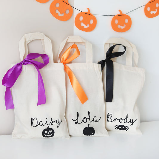 Personalised Halloween Treat Bags with Bow