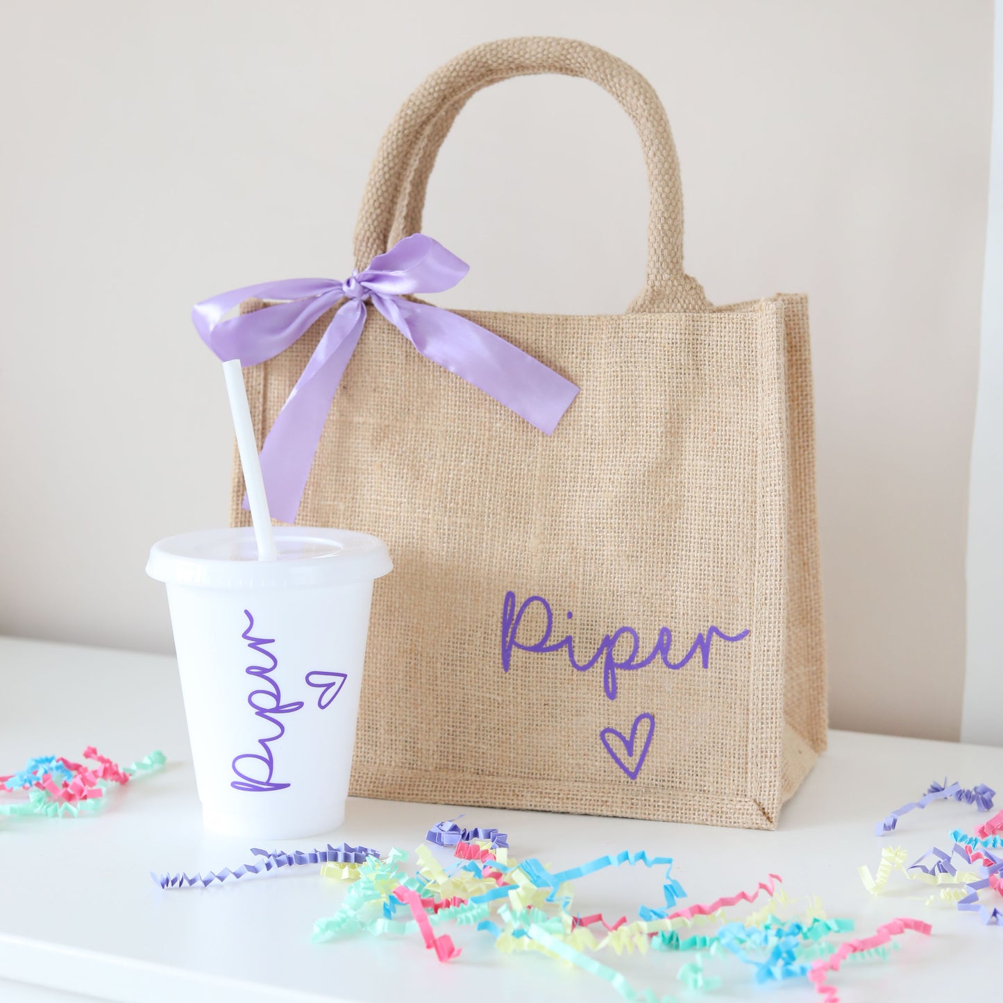 Personalised Jute Tote & Cold Cup Set