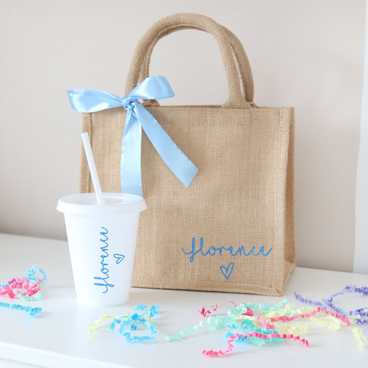 Personalised Jute Tote & Cold Cup Set