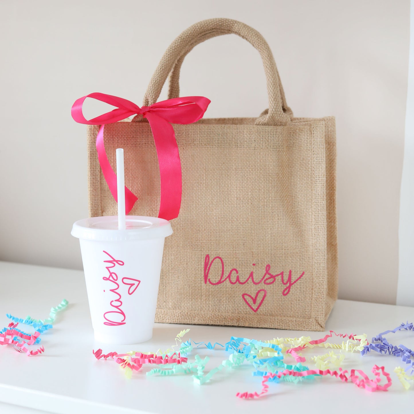 Personalised Jute Tote & Cold Cup Set