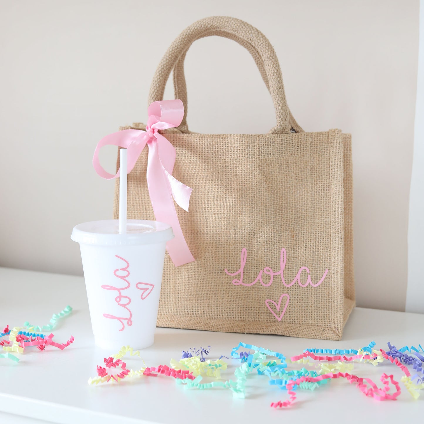 Personalised Jute Tote & Cold Cup Set
