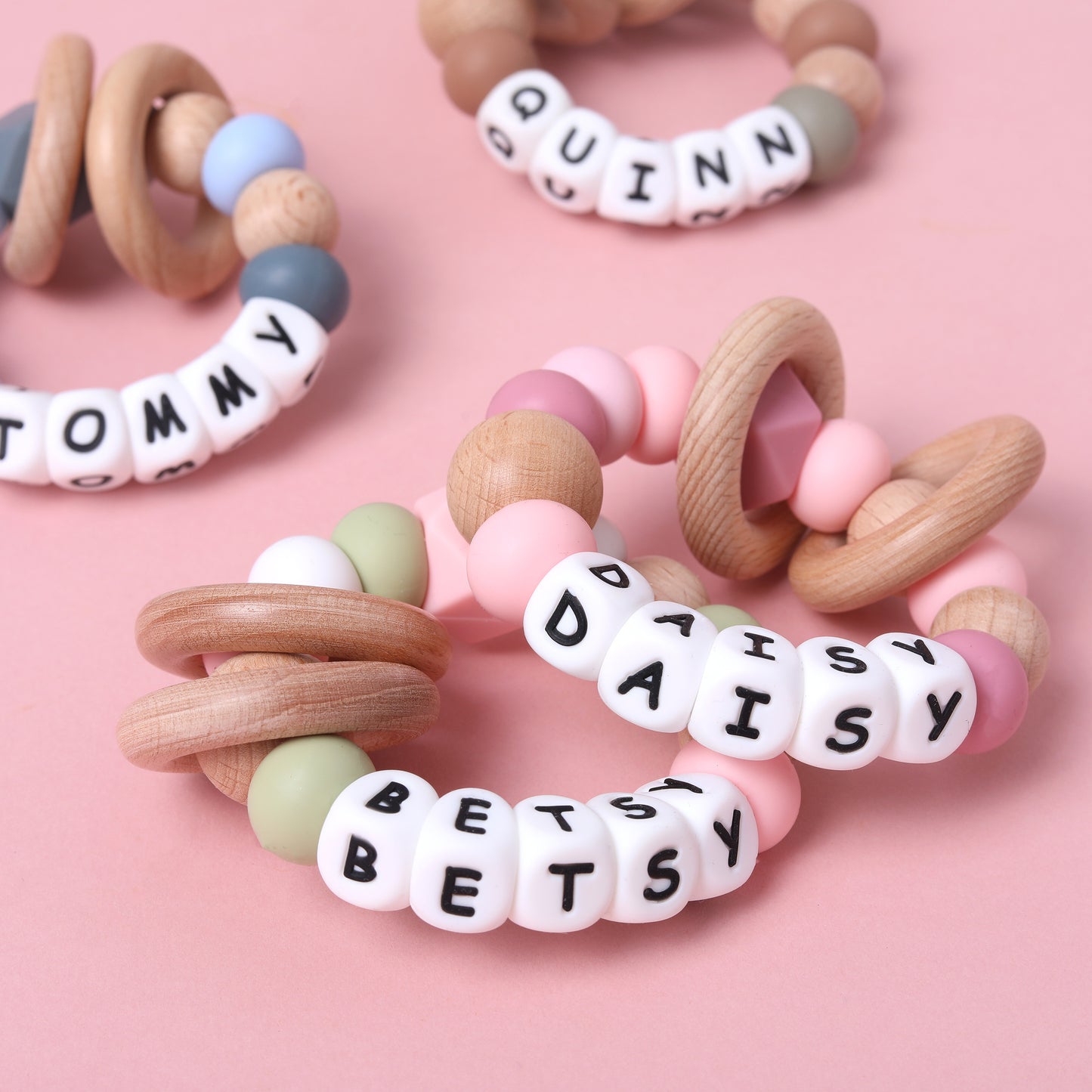 Personalised Silicone & Wood Baby Teether