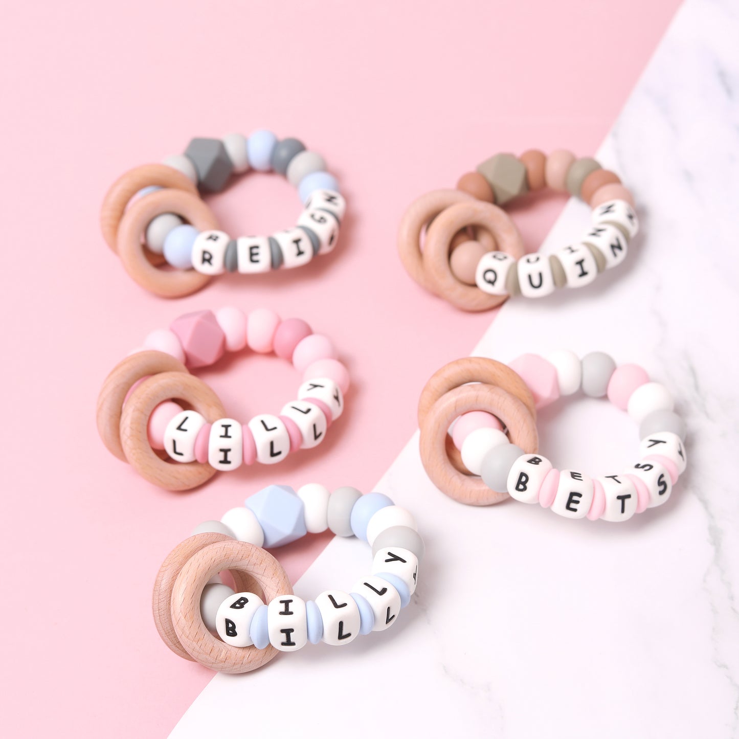 Personalised Colourful Spacer Baby Teether