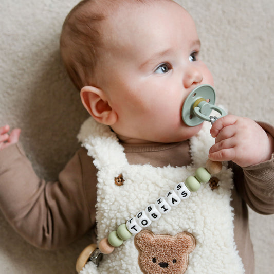Personalised Silicone & Wood Dummy Clip