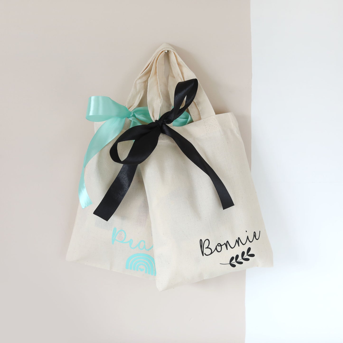 Personalised Cotton Party Favour Bags with Bow