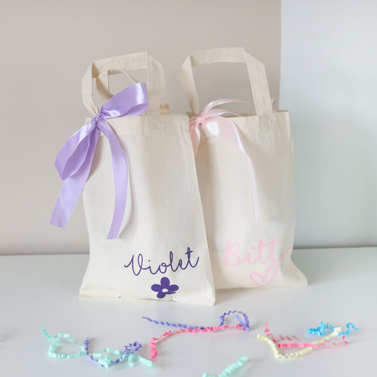Personalised Cotton Party Favour Bags with Bow