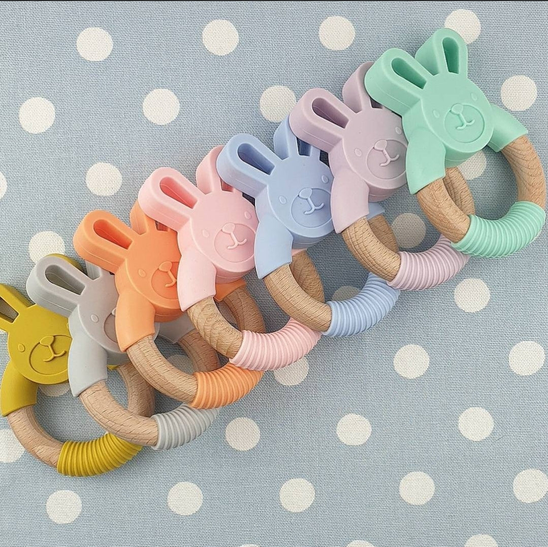 Personalised Engraved Beaded Bunny Teether