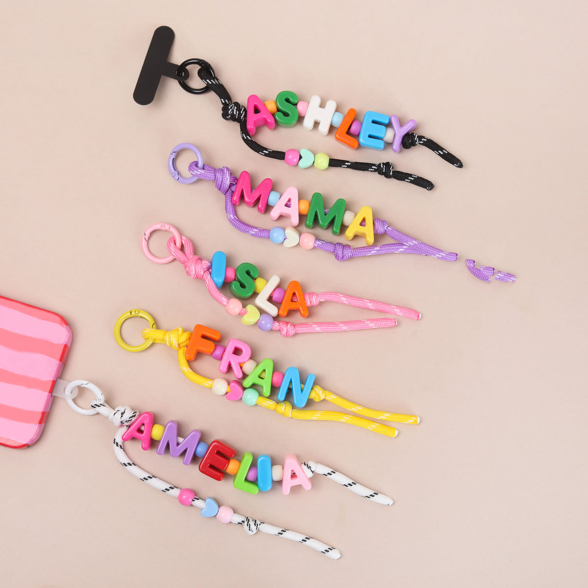 Personalised 3-in-1 Phone Charm, Bag Charm & Keyring