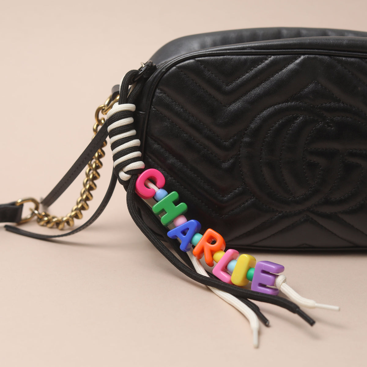 Personalised Swirly Whirly Confetti Bag Charm
