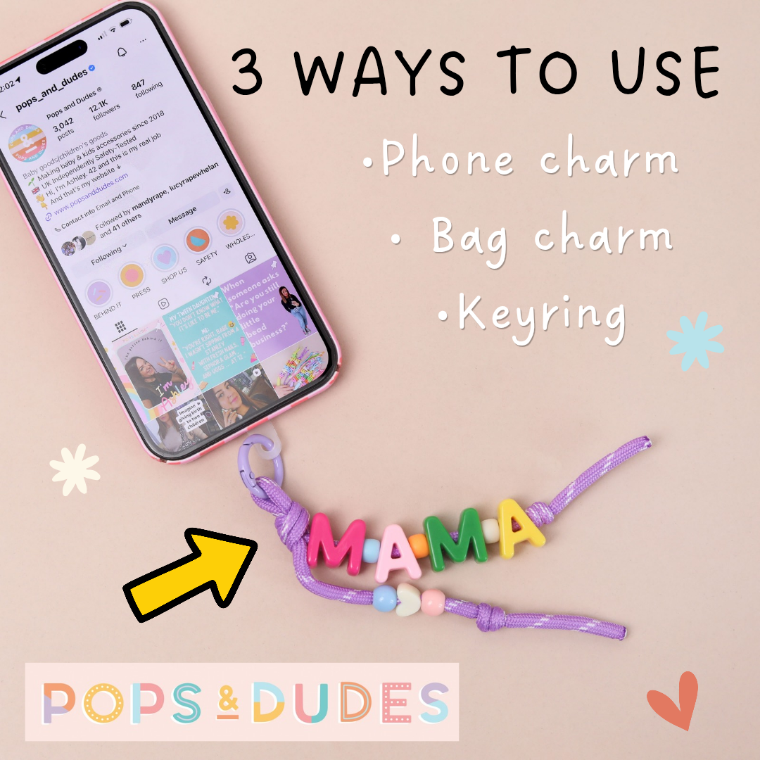 Personalised 3-in-1 Phone Charm, Bag Charm & Keyring